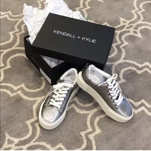 Kendall and Kylie Metallic Silver Sneakers